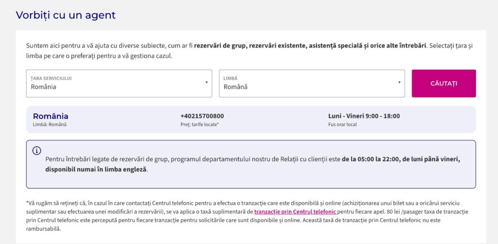 Număr telefon Wizz Air din România